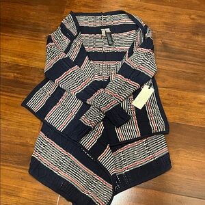 Forever 21 Navy and Red Striped Cardigan